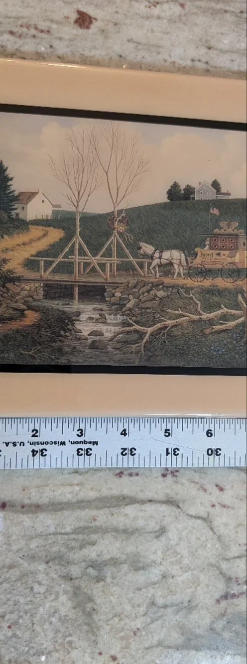 Americana Vintage Charles Wysocki Tile Wall Art Insect Peek Show Country EUC